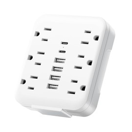 Multi Plug Wall Outlet Extender, Chiefway USB Wall Charger with 6 AC Outlets, 6 USB Ports (2 USB C), Surge Protector Power Strip, Multi Plug Adapter for Home Office Room Travel Essentials, White