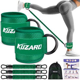 KUZARO Ankle Resistance Bands with Cuffs, Ankle Weights Bands for Working Out, Women Leg and Glutes Workout Equipment, Exercise Bands for Kickbacks, Butt and Booty Trainer, Home Gym Fitness Equipment