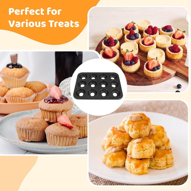 Tideme 2 Pcs Mini Cheesecake Pans, 12-Cavity Muffin Cupcake Pans