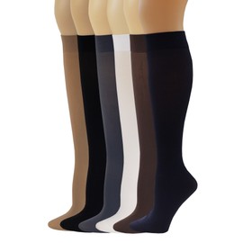 SUMONA 6 Pairs Women Opaque Spandex Knee High Trouser socks (9-11, Assorted)