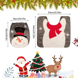 Christmas Toilet Seat Cover Christmas Decorations Toilet Seat Cover Christmas Rug Set Santa Snowman Elk Toilet Mat Set Toilet Seat Cover for Bathroom (White)