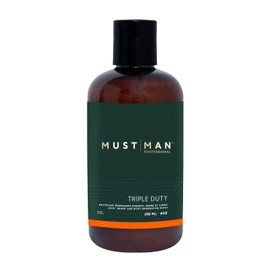 Must Man Professional Shower Gel Shampoo - Triple Duty 3-in-1 Hair, Beard and Body Energizing Wash for Men - Paraben-Free - 250 ml / 8.45 oz (Pack of 1)