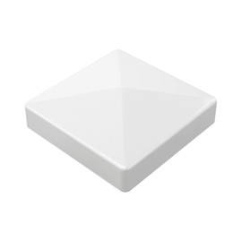 2-Pack Premium Pyramid White Vinyl 5 Inch x 5 Inch Post Cap (Long Lip)