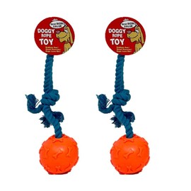 HEALTH & OUTDOORS Rope Chew Toy, 2 Pack, Dog Chew Toy, Tough Rope with Ball Active Play (Colors May Vary)