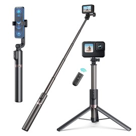TELESIN Bluetooth Tripod, Monopod, Lightweight, Remote Control, 40 M Long Distance Control, 10.4 - 51.2 inches (26.5 - 130 cm), Fixed Any Length, Aluminum, 360° Rotation, Waterproof,