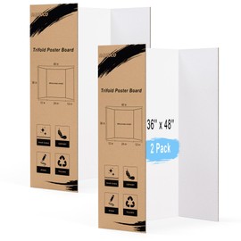 HAUTOCO 36'' x 48'' Trifold Poster Board 2 Pack Large Tri Fold Project Boards White Corrugated Presentation Cardboard for Science Fairs, School Projects, Event Displays, Business