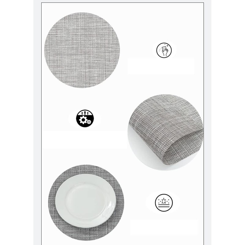 Set of 6 Placemats, Washable, PVC, Plain, Placemats, Stylish, Scandinavia,