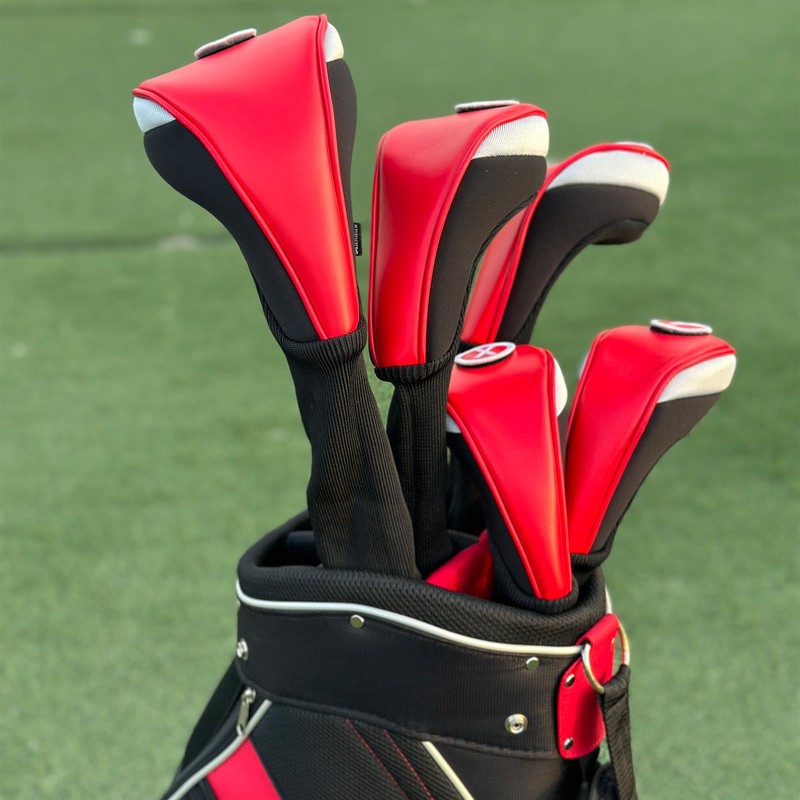 Andux 5pcs/Set PU Golf Wood Club Head Covers 460cc Driver