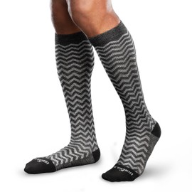 Core-Spun Light (10-15mmHg) Support Patterned Knee High Socks - Trendsetter (Black & Grey, X-Large Regular)