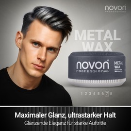3 x novon Professional Metal Wax 150 ml Hair Wax Mirror Shine Powerful Hold for Defined Styles Fresh Strawberry Fragrance Suitable for Special Occasions Also Child-Friendly