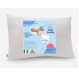 GM Baby Bed Pillow 45 x 75 cm Breathable Baby Bed Pillow Anti-Allergic with 100% Italian Cotton Cover, Hypoallergenic Anti-Dust Mite Baby Pillow Made in Italy