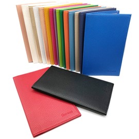 Charmoni - Top Cheque Book Cover - 2 Credit Card Slots - ID - Cowhide Leather - 11cm x 19cm Black One Size Classic, black, Standard size, Classic