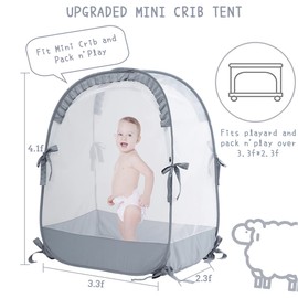 L RUNNZER Baby Pack and Play Tent, Canopy to Keep Baby from Climbing Out, Crib Tent for Playard, Pop Up Mini Crib Tent Against Falls, R07s-blue