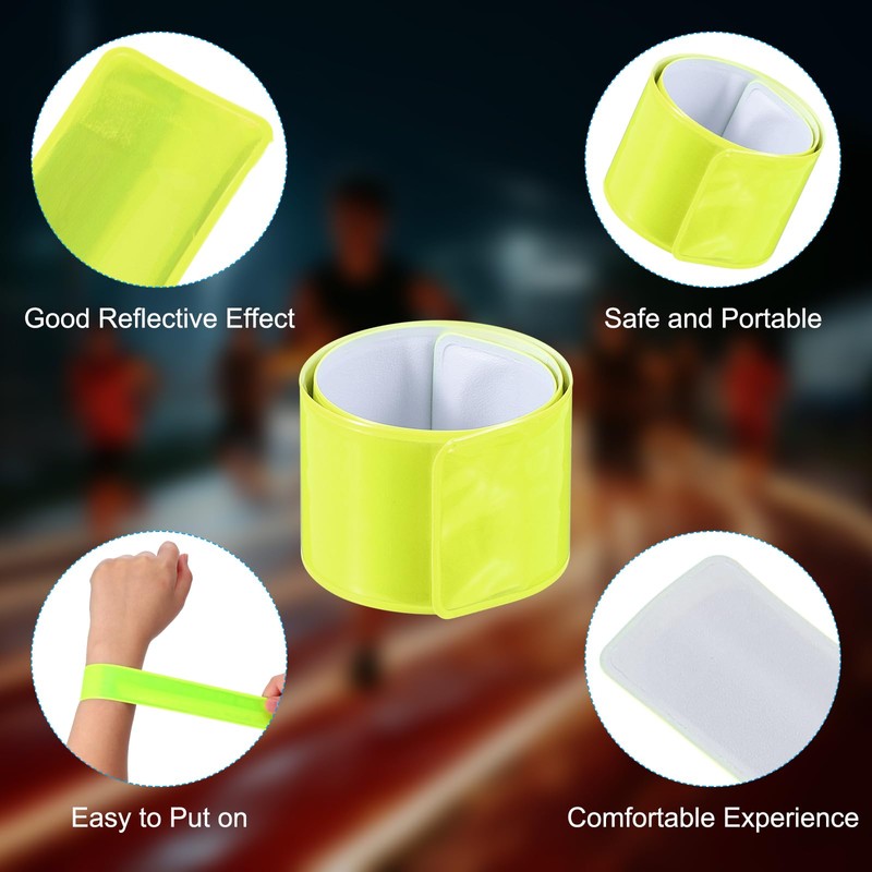 PATIKIL 6pcs Reflective Slap Bands Reflector Band Snap Bracelet Armband