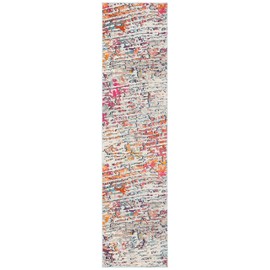 Safavieh Madison Collection MAD454B Modern Abstract Runner, 2' x 8' , Light Blue / Orange