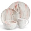 Elama Fine Marble 16 Piece Porcelain Dinnerware Set, Tableware Set,