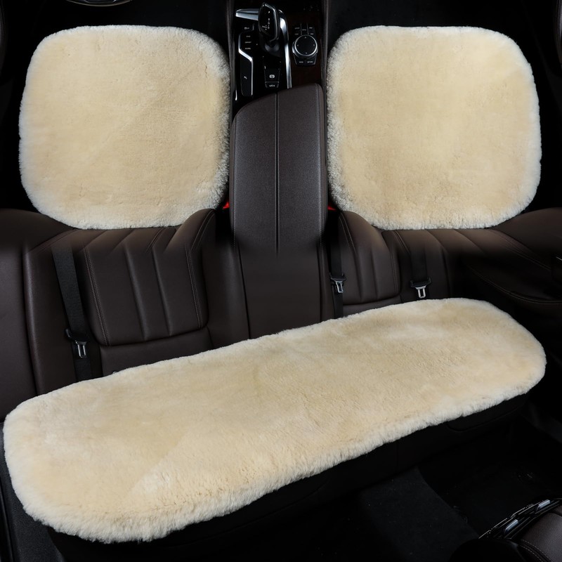 OGLAND Fluffy Genuine Sheepskin Car Seat Cover for Auto Fuzzy