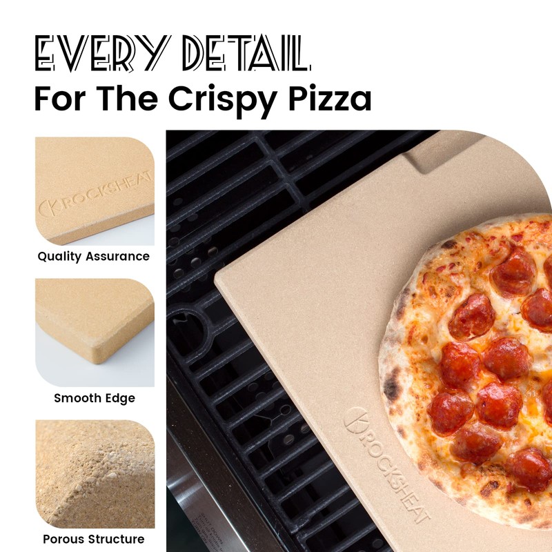 ROCKSHEAT Pizza Stone, 12"x12" Square Pizza Stone for Oven Grill