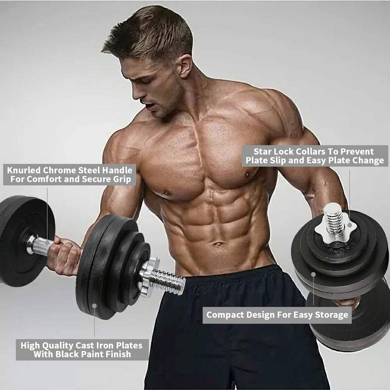 Ringstar Starring 105-200 Lbs adjustable dumbbells (65LBS Black with Trays)