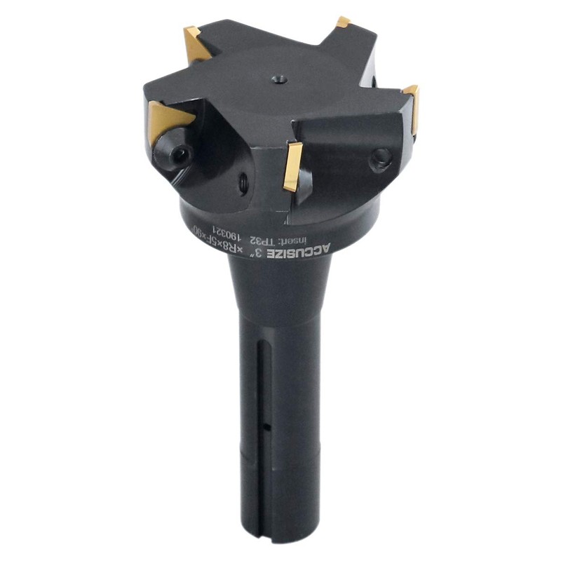 Accusize Industrial Tools 3'' Carbide Indexable End Mill, R8 Shank,