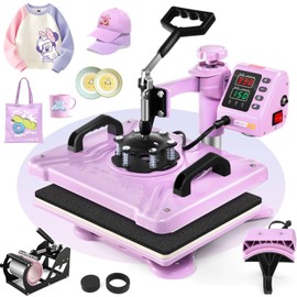 AKEYDIY Heat Press, 5 in 1 Tshirt Press Machine 15"x12" 360° Swing Away Digital Industrial Heat Transfer Machine, Multifunctional Sublimation Heat Press Machine for T Shirts/Mug/Cap/Plate/DIY