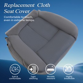 GXARTS Driver Side Bottom Lower Replacement Cloth Seat Cover Steel Gray Compatible with Ford F150 2011 2012 2013 2014