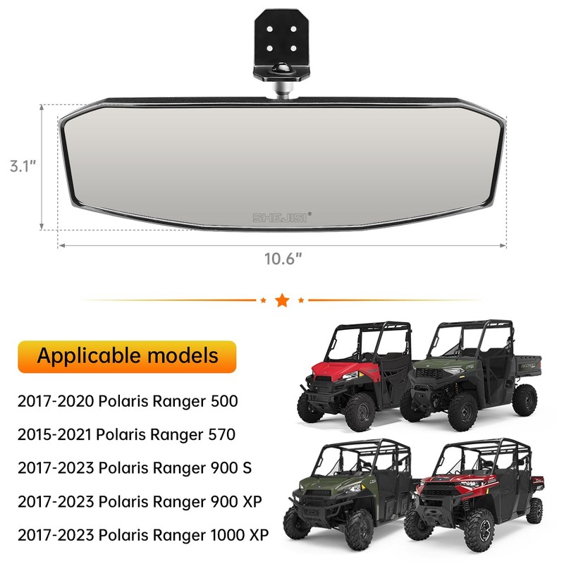 Ranger Rear View Mirror,SHEJISI 2023 New UTV Mirrors,Compatible with 2017-2023