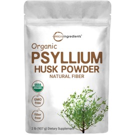 Micro Ingredients Organic Psyllium Husk Powder, 2lbs (32oz) | Daily Soluble Fiber Supplement | India Origin | Natural Prebiotics & Probiotics | Supports Digestive Health|Non-GMO, Keto Friendly, Vegan