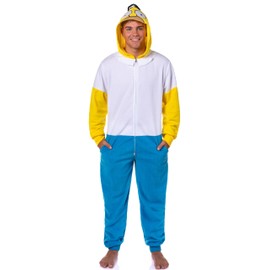 Mad Engine The Simpsons Hooded Union Suit | Men's Homer Simpson Adult One Piece Costume Pajama Footless Sleeper for Men & Women (Homer, Large/X-Large)