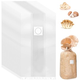 Omevett 20Pcs Mushroom Grow Bag Mushroom Growing Bags Mushroom Spawn Grow Bag Breathable Mushroom Substrate Spawn Bags Mushroom Cultivation Bag with 0.2 Micron Filter (10 x 50cm)