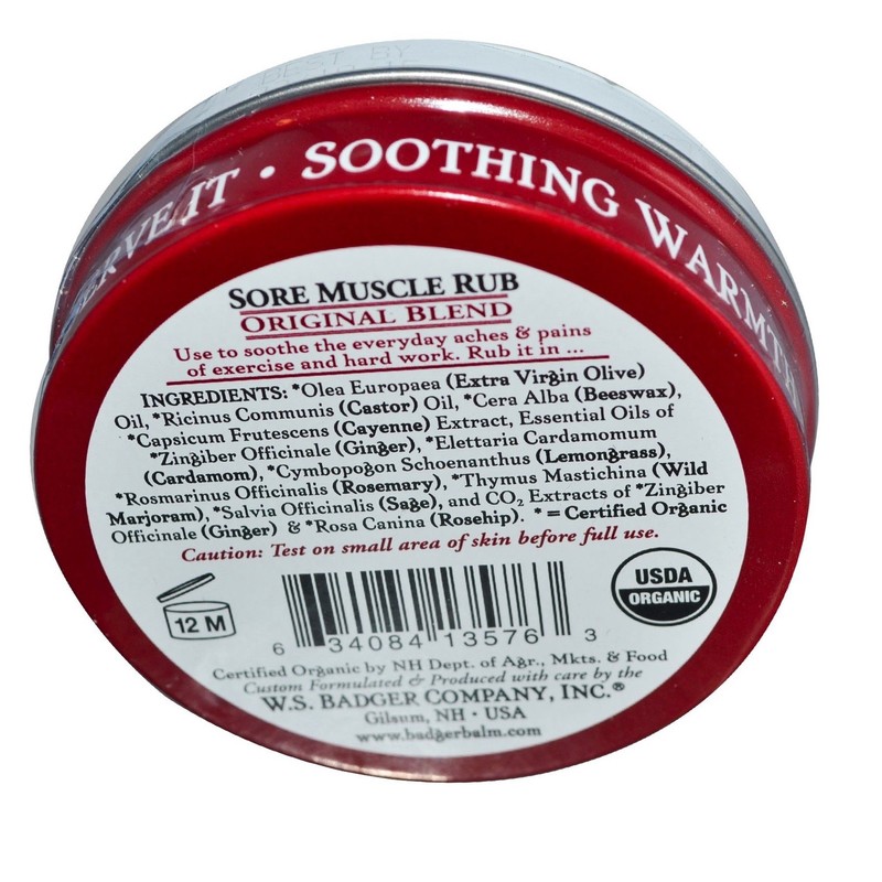 Badger Badger Sore Muscle Rub Certified Organic Balm with Camphor