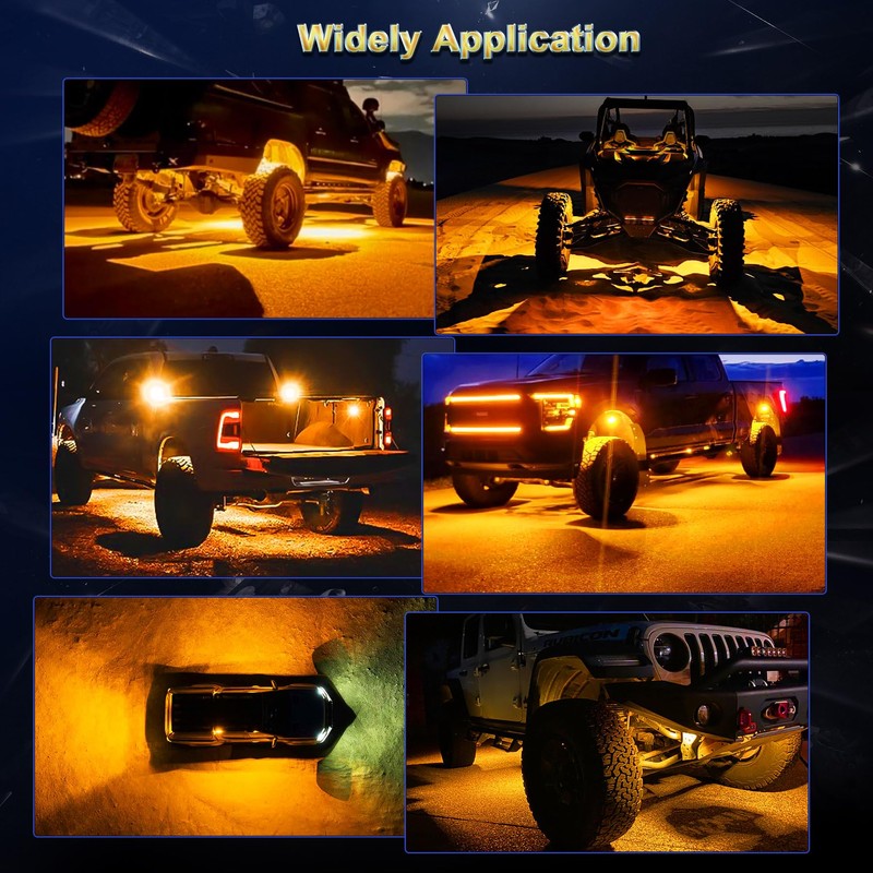 8pcs Amber LED Rock Lights for Trucks Jeep UTV ATV