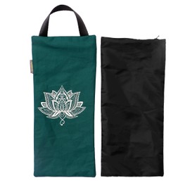 Bolsa de Arena de algodón sin Relleno para Yoga (7,5 x 17 Pulgadas) para Pesas de Yoga y Entrenamiento de Resistencia, diseño Espiritual OM Hindu, Verde, Lotus Print