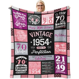 Stbyiz 70th Birthday Gifts for Women Blanket 60"x 50", Best Gifts for 70 Year Old Woman, 70 Year Old Birthday Gifts for Women, 1954 Birthday Gifts for Women, 70 th Bday Gift Ideas for Mom