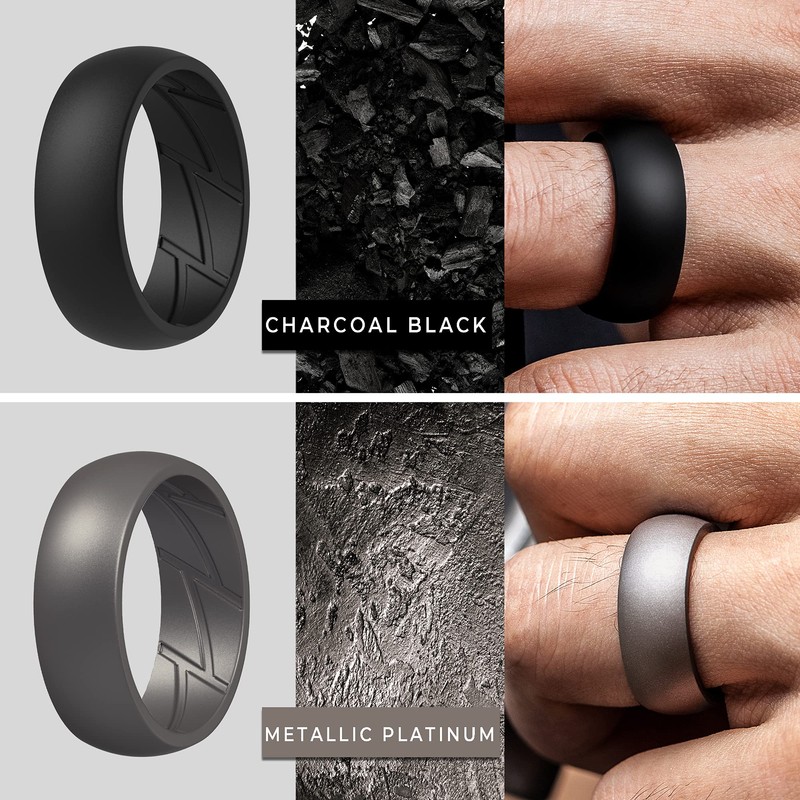 Anillos ThunderFit de bodas de silicona transpirable con ranuras interiores