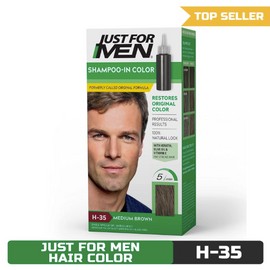 Just For Men Shampoo-In Hair Color, Medium Brown, H-35, with Keratin & Vitamin E 115090493394