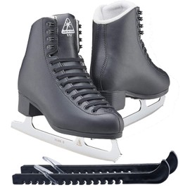 Jackson Ultima Classic JC552 Mens/Boys Figure Ice Skates, Medium Width, Bundle with Skate Guards Mens Size 9