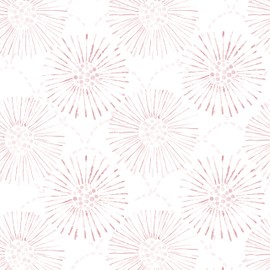 Fiula Peel and Stick Wallpaper Geometric Boho Wall Paper White Pink Fireworks Contact Paper 17.3"×137" Self-Adhesive Round Wallpaper for Bedroom Waterproof Removable Shelf Liner Decal Vinyl Roll