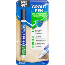 Grout Pen Dark Grey Tile Grout Paint Marker: Waterproof Tile Grout Paint Pen Colorant, Grout Shine Touch Up & Renew - Dark Grey, Narrow 5mm Tip (7mL)