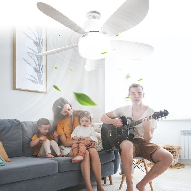 Abnaok Ceiling Fan with LED Light and Remote Control, Bedroom