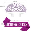 CAVETEE Purple Birthday Queen Rhinestone Tiara and Sash- Birthday Tiara