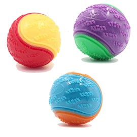 Irunfast 3Pcs Squeaky Dog Ball, Dog Toys Teeth Cleaning Puppy Chew Toys Pet Training Ball Dog Interactive Dog Ball for Teeth Cleaning & Training Fun for Dogs
