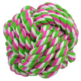 Amazing Pet Products Rope Dog Toy, 3.75-Inch Rope Ball, Multi Color