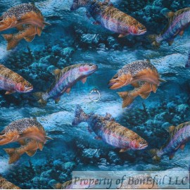 Springs Creative BonEful Fabric FQ Cotton Quilt Blue Scenic Ocean Sea Water Tropical Fish Print L