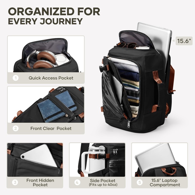 coofay Travel Backpack for Women Men,Carry on Backpack for Airplanes,Personal