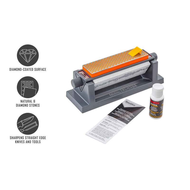Smith's 50448 6” Diamond Tri-Hone Stone Sharpening System - Grey