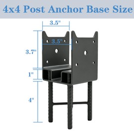 PUXILEM 2PC 4x4 Post Anchor Heavy Duty Post Base for Concrete Actual 3.5x3.5