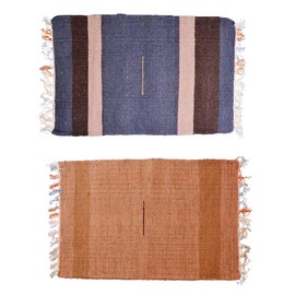 Purpledip Woollen Place Mats Rug: Meditation Prayer Floor Mats (Set of 2)