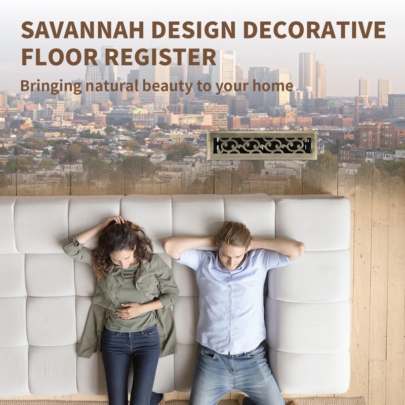 SANYCASA 2x12 Inches Air Floor Vents Register Ease Adjust Air