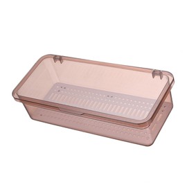 Bandeja Transparente para Cubiertos con Tapa, Organizador de Cubiertos Utensilios para Maquillaje Cajones Soporte de Vajilla para Cocina Jardín o Pícnic (rosa)